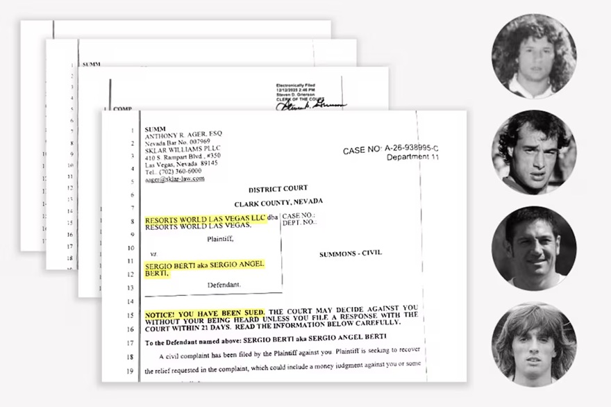 Demandaron en Las Vegas a cuatro conocidas glorias del fútbol argentino por enormes deudas de juego